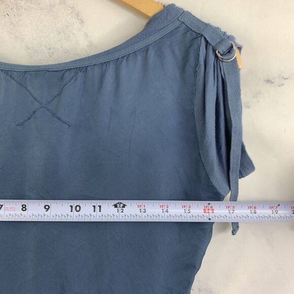 Next 2YK Women Blouse Blue Satin Top 8 M Sleeve Buckel Tie Retro Hong Kong Zip - Picture 2 of 11